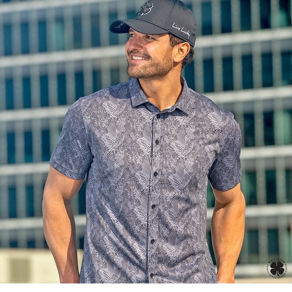 Blue Casual Button Down Shirt Black Clover Golf
